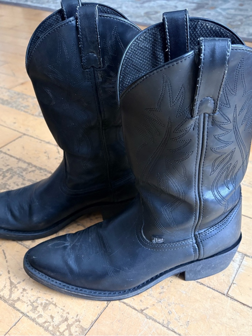 Justin Boots Black Leather Men’s Western Cowboy Boots